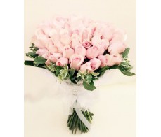 F87 99 PCS LIGHT PINK ROSES BOUQUET WRAPPED IN PINK 